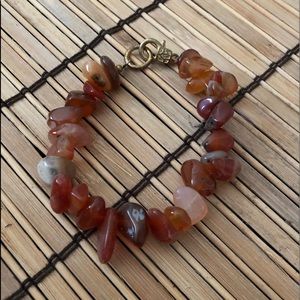 Red agate bracelet.